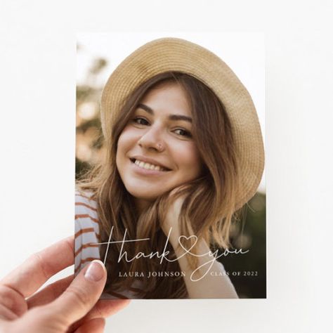 Minimalist Graduation Thank You Heart Photo Card #zazzle #weddinginvitations #birthdayinvitations #babyshowerinvitations #zazzleinvitations #monogram #businesscards #graduation #homedecor Graduate Photo, Graduation Thank You Cards, Narnia Books, Heart Card, Heart Photo, Photo Postcard, Graduation Cards, Graduation Announcements, Photo Heart