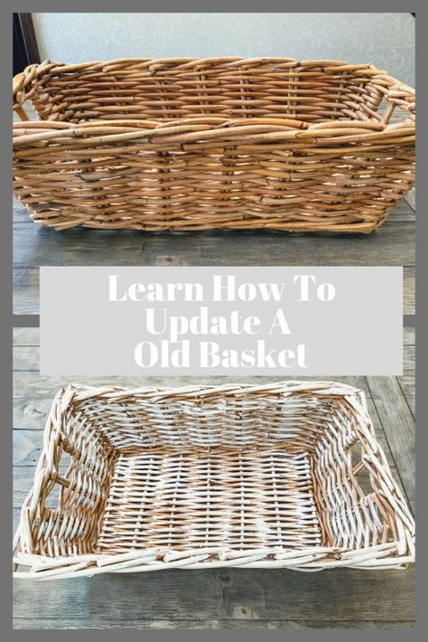 DIY Painted Basket Makoever - My Uncommon Slice of Suburbia Painting Wicker Baskets, Diy Painted Baskets, Distress Painting, Painting Wicker, Painting Baskets, Farmhouse Projects, Diy Towel Rack, Barn Hacks, Basket Makeover