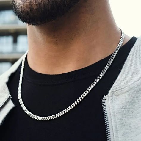 Mens Silver Chain Necklace, Silver Chain For Men, Cuban Link Chain Necklaces, Mens Silver Necklace, Mens Chain Necklace, Long Chain Necklace, Neck Chain, Bridal Gold Jewellery, Cuban Link Chain