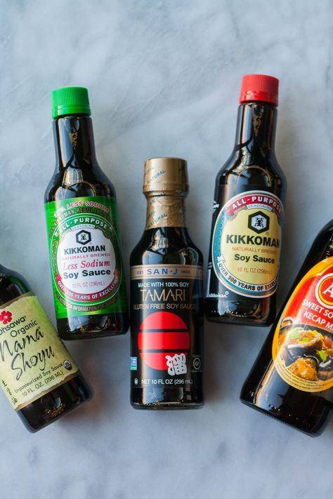 It’s hard to imagine any condiment shelf without a bottle of soy sauce — this intense sauce gives instant rich flavor to stir-fries, enhances sushi, and can add a quick punch of flavor to sauces and soups. But there are so many types of soy sauce out there it can be a bit confusing. Here’s our guide to the most common types of soy sauce and other sauces that are in the same family! Tamari Sauce, Kecap Manis, Health Diet Plan, Gluten Free Soy Sauce, Soya Sauce, Stir Fries, Cooking School, Cooking Instructions, Chinese Restaurant