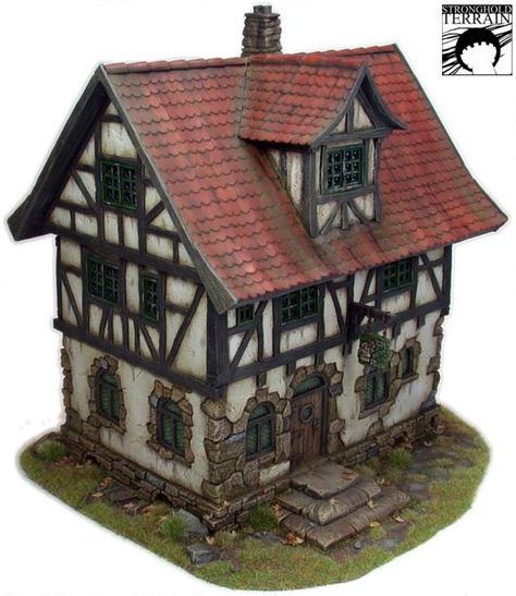 A review of Stronghold Terrain's medieval/fantasy townhouse fronts, enriched with some mild eye candy and finished off with a plea for using... Fantasy Townhouse, Medieval Townhouse, Doll Props, Santa's House, Recycled Garden, The Monks, Train Set, Medieval Fantasy, Model Making