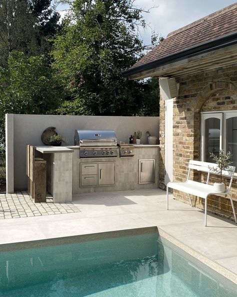 One of our favourite Whistler projects to date - an outdoor kitchen that seamlessly blends style and functionality ⭐️ Featuring a state-of-the-art Whistler BBQ taking centre stage, surrounded by prep space and a built-in side burner for additional cooking space. Not to mention the pool!! 👏🏼 #OutdoorKitchenDesign #BBQGoals #OutdoorEntertaining #whistlergrills #outdoorliving #outdoorcooking #gardendesign #gardeninspiration Propane Gas Grill, Built In Bbq, Blue Led Lights, Outdoor Bbq, Outdoor Kitchen Design, If Only, Whistler, Gas Grill, Outdoor Entertaining