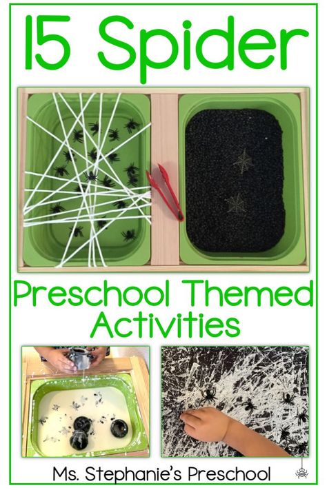 15 Spider Preschool Themed Activities Spider Art Preschool, Spider Theme Preschool, Spider Crafts Preschool, Spider Preschool, Spiders Preschool, Halloween Theme Preschool, Preschool Outdoor Activities, Spider Activities, Arts And Crafts Activities