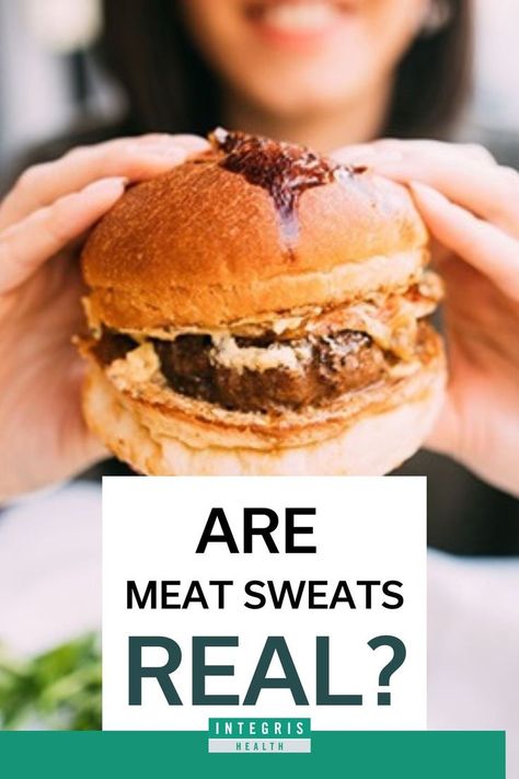 Meat sweats is an unofficial phrase used to describe excessive perspiration when eating large quantities of any high-protein food – not just meat. Most often, meat sweats describe fatty foods such as steaks or barbecued meats. Meat Sweats, Fatty Foods, Live Healthy, High Protein Recipes, Protein Foods, High Protein, Steak, Healthy Living, Meat