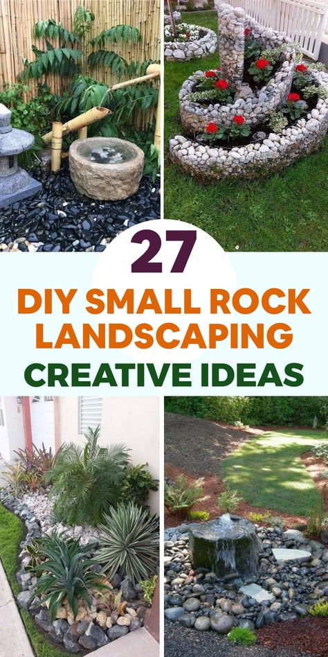 Explore a variety of creative small rock landscaping concepts to enhance the charm of your outdoor spaces effortlessly. Transform your garden or yard with these DIY ideas, crafting stunning rock gardens, elegant pathways, and defining borders that harmonize with your current scenery. Embrace the simplicity and elegance of natural elements in your landscaping projects with our inspirational collection. Small Rock Garden Ideas Flower Beds Dry Creek, Rock Gardens With Potted Plants, Tiered Rock Garden, Gardens With Rocks, Decorative Rock Landscaping, Small Rock Garden Ideas, Rock Wall Gardens, Diy River Rock, Succulent Rock Garden