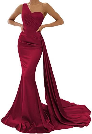 Satin Bridesmaid Dresses Long, Maroon Bridesmaid Dresses, Dresses Long Formal, Mermaid Gown Prom, Bridesmaid Dresses Satin, Satin Prom Dresses, Red Satin Dress, Mermaid Bridesmaid, Tail Dress