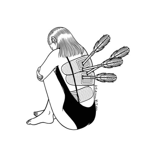 By Henn Kim Still Hurts But I'm Used To It Henn Kim, Art Emotions, Drawing Artwork, Art Illustration, Be Still, Peace Gesture, Okay Gesture, Product Launch, Art Design