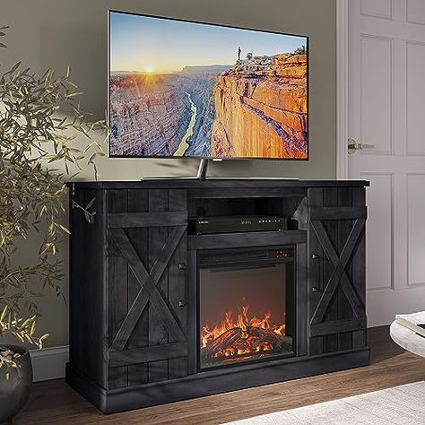 Console Table For Tv, Media Electric Fireplace, Infrared Fireplace, Barn Door Tv Stand, Media Entertainment Center, Farmhouse Tv, Rustic Tv Stand, Electric Fireplace Heater, Farmhouse Tv Stand