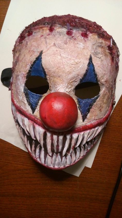 Diy Clown Mask, Diy Halloween Mask Paper Mache, Halloween Mask Ideas Diy, Handmade Halloween Masks, Halloween Diy Mask, Scary Mask Design, Halloween Mask Ideas, Mascara Halloween, Diy Halloween Mask