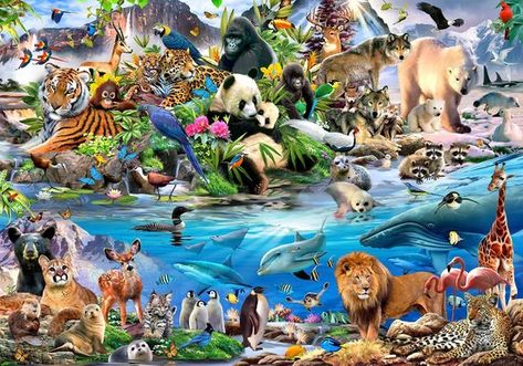 Animal Mural, Shimmer Wall, Noah S Ark, Colorful Animals, Disney Films, Animal Wallpaper, Jungle Animals, Animal Planet, Of Wallpaper