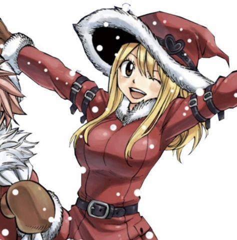 Matching Pfp Couple Christmas, Dark Alice In Wonderland, Matching Friend, Fairy Tail Natsu And Lucy, Natsu X Lucy, Natsu And Lucy, Holiday Icon, Christmas Icons, Christmas Couple