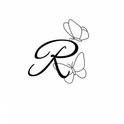 R Butterfly Tattoo, Letters Tattoo, Minimal Tattoos, Alphabet Names, Butterfly Drawing, Minimal Tattoo, Tattoo Lettering, Butterfly Tattoo, Sewing Hacks