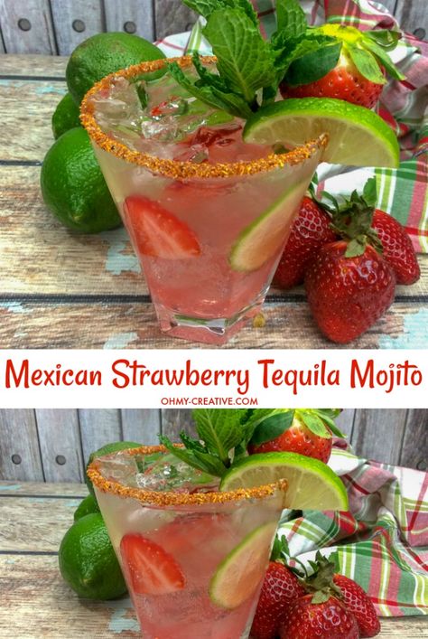 Tequila Wedding Cocktails, Cute Tequila Cocktails, Mexican Drinks Recipes, Fun Tequila Cocktails, Tequila Drinks Aesthetic, Easy Tequila Drinks, Tequila Mojito Recipe, Easy Mojito, Tequila Mojito