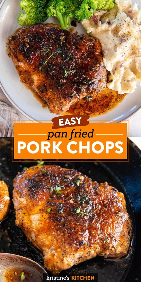 Center Cut Pork Chop Recipes, Thick Pork Chop Recipe, Fried Boneless Pork Chops, Pork Loin Chops Recipes, Cook Pork Chops, Fried Pork Chop Recipes, Pan Fried Pork Chops, Boneless Pork Chop Recipes, Recipes Skillet