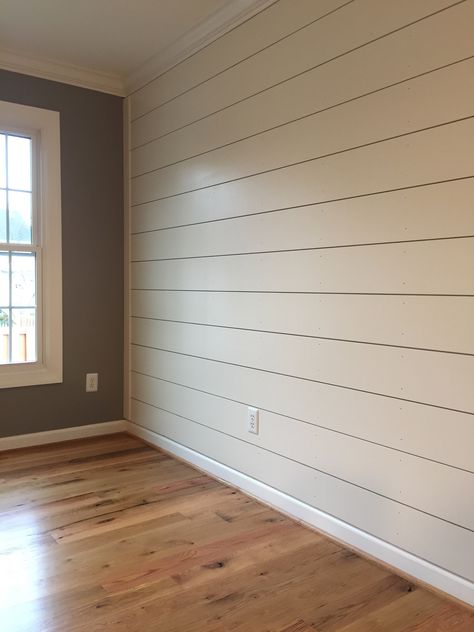 Horizontal Plank Walls, Cream Shiplap Wall, Tan Shiplap Walls, Light Grey Shiplap Wall, Beige Shiplap Wall, Colored Shiplap Wall, Shiplap Wall Color Ideas, Grey Shiplap Wall, Farmhouse Feature Wall Ideas