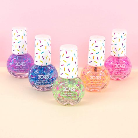 Cute Nail Polish Bottles, Confetti Nail Polish, Nail Polish For Kids, Mini Manicure, Tinkerbell Birthday, Kids Nail Polish, Water Based Nail Polish, Dark Nail Polish, Cute Nail Polish