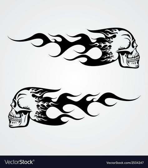 Flame Skull Tattoo, Flaming Skull Tattoo, Harley Davidson Decals, Harley Davidson Images, Skull Stencil, Flaming Skull, Biker Tattoos, Car Sticker Design, Flame Art