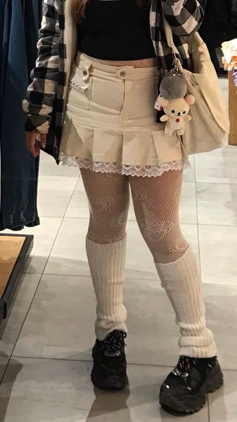 #instagram #ootd #outfits #outfitideas #dolly #plushies #story #인스타그램 Dolly Shoes Outfit, Stockings Aesthetic Outfits, Stockings Outfit Plus Size, Coquette Outfit Plus Size, Cute Bunny Outfits, Dolly Dress Outfits, Winter Grunge Outfits, Dolly Outfits, Outfits With Leg Warmers