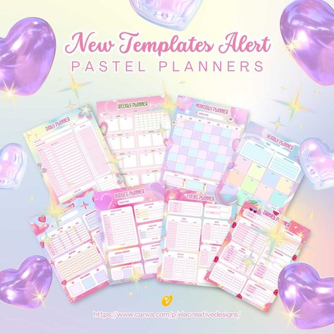 Stay organized in style with our adorable pastel planner journals!✨ From daily to yearly, budget to travel, and everything in between, these free Canva templates have got you covered! 📅🗒️💖 Visit and follow my Canva Creator profile. https://www.canva.com/p/elacreativedesigns #canva #canvalife #canvacreator #canvacreators #canvadesign #canvalove #planneraddicts #journallove #canvatemplates #canvaplanner #productivityplanner #pastelplanner #cuteplanner #habittracker #y2kstyle Pastel Calendar, Canva Creator, Yearly Budget, Free Canva Templates, Budget Template Free, Undated Monthly Planner, Cute Planner, Bullet Journal Design Ideas, Budget Template