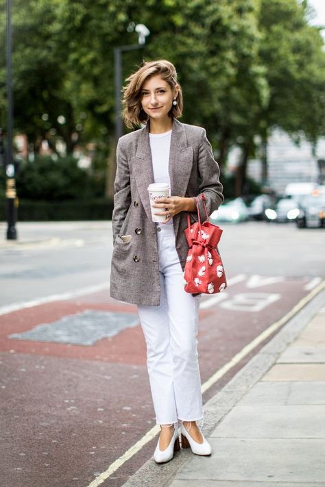 A Fun Lesson in What to Wear With Those White Heels You Bought via @WhoWhatWearAU White Pumps Outfit, White Heels Outfit, White Shoes Outfit, Pumps Outfit, Fashion Me Now, Heels Outfits, White Pumps, Outfit Trends, White Heels