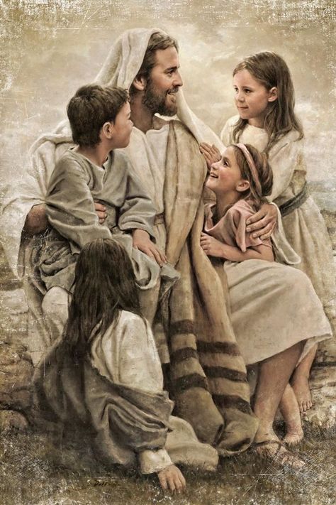 Jesus With Children, Jesus Artwork, Images Of Christ, Pictures Of Christ, Jesus Christ Artwork, Lds Art, Jesus Christ Art, Pictures Of Jesus Christ, Jesus Painting