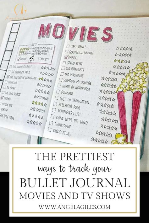 Movies and TV shows are my ultimate source of relaxation, especially as a busy individual. How can one unwind on a weekend without indulging in a movie or TV show? If you're considering watching something new soon, I recommend utilizing your bullet journal to keep track of your favorites. Yes, maintaining movie trackers is a trending practice! If you're seeking innovative ways to organize your bullet journal movies, I'd be delighted to share some fantastic ideas! Journal Movies List, Tv Show Journal Ideas, Bujo Watchlist, Bullet Journal Tv Show Tracker, Bujo Movies To Watch, Favorite Movies Journal, Bujo Movie Tracker, Tv Show Tracker Bullet Journal, Journal Ideas Movies