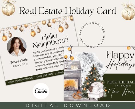 Real Estate Holiday Postcard| Hello Neighbor Postcard| Real Estate Christmas Greeting Postcard|Realtor Marketing Postcard|Happy Holiday Card Real Estate Christmas Cards, Real Estate Holiday Cards, Real Estate Christmas, Marketing Postcard, Postcard Ideas, Holiday Marketing, Hello Neighbor, Happy Holiday Cards, Realtor Marketing