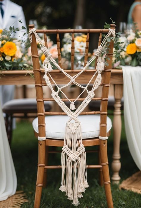 I’ve noticed macrame chair decorations are making a big comeback for vintage eclectic weddings. These knotted designs add a boho touch to any ceremony or reception seating. Eclectic Wedding Decor, Vintage Eclectic Wedding, Macrame Chair, Macrame Chairs, Wedding Decor Ideas, Eclectic Wedding, Reception Seating, Vintage Eclectic, Chair Decorations