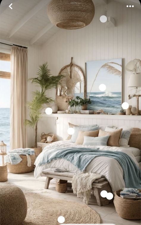 Coastal Farmhouse Bedroom Ideas, Beach Cottage Bedroom, Costal Bedroom, Luxury Bedrooms, Coastal Room, Modern Luxury Bedroom, Cottage Bedroom, Beach House Interior, Room Inspiration Bedroom