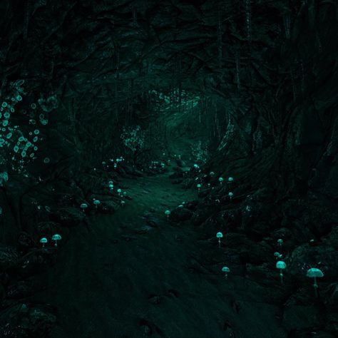 Glowing Cave Aesthetic, Underdark Mushroom Forest, Underground Mushroom Forest, Glowing Cave Art, Cave Aesthetic Forest, Underground Cave Aesthetic, Mushroom Cave Art, Dark Cave Fantasy Art, Fantasy Cave Aesthetic