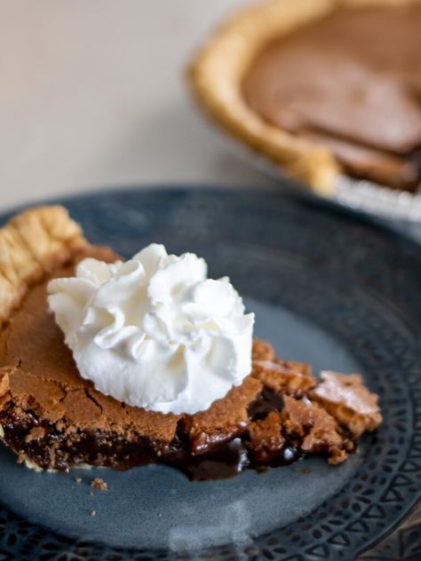 Angus Barn's Chocolate Chess Pie Recipe - NC Eat & Play Chocolate Chess Pie Angus Barn, Angus Barn Chocolate Chess Pie Recipe, German Chocolate Pie, Chocolate Chess Pie Recipe, German Chocolate Pies, Yummy Pie, Perfect Pie Crust Recipe, Chess Pie Recipe, Chocolate Chess Pie