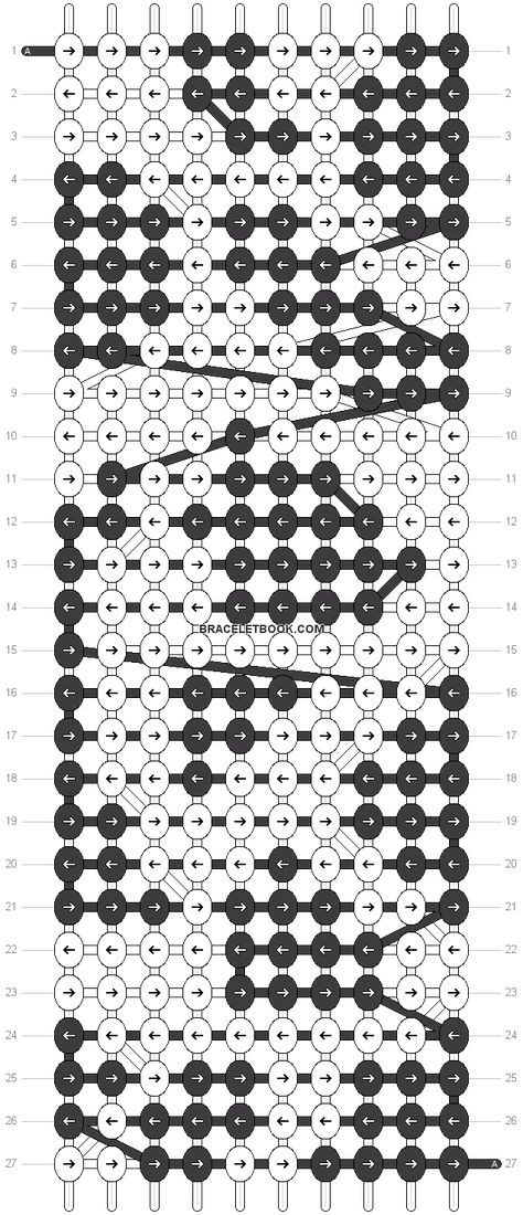 Alpha Pattern #1236 | BraceletBook.com Cow Print Bracelet, Cow Print Bracelet Pattern, Cow Print Friendship Bracelet Pattern, Cow Friendship Bracelet, Cow Pattern Bracelet, Cow Bracelet Pattern, Cow Print Alpha Pattern, Cow Alpha Pattern, Cow Friendship Bracelet Pattern