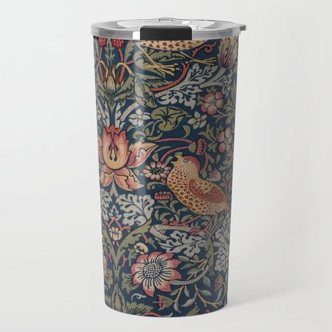 The Strawberry Thief, William Morris Strawberry Thief, Strawberry Thief, Coffee Cubes, Travel Coffee Mugs, White Bird, Bird Patterns, Travel Coffee Mug, Insulated Travel Mugs