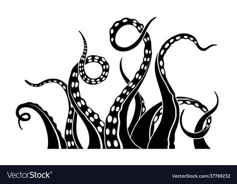 Kraken Sketch, Sea Monster Drawing, Octopus Tentacles Drawing, Deer Vector, Octopus Pattern, African Tree, Gothic Statue, Art Vector Illustration, Coffee Vector