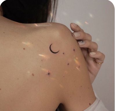 Moon Phases And Stars Tattoo, Star Tattoo Minimalist, Moon And Star Tattoo, Moon Star Tattoo, Planet Tattoos, Tattoo Minimalist, Petite Tattoos, Star Tattoo, Beauty Aesthetic