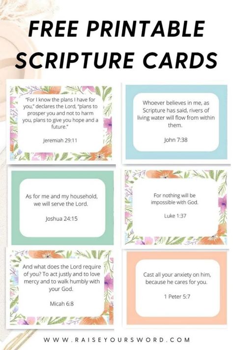 Free printable scripture cards to help learn and memorize scripture! Beautiful scripture cards to download and practicing memorizing scripture with these foundational bible verses. Hide God's Word in your heart as you use these scripture cards to help with bible memorization! #freeprintable #scripturecards #biblememoryverses Bible Verse To Memorize, Scripture Memory Cards, Free Printable Scripture Cards, Ways To Memorize Scripture, Scripture To Memorize, Scriptures To Memorize, Printable Bible Verses Free, Free Printable Scripture, Bible Verse Cards Printable