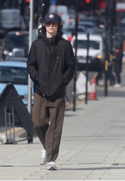 Timothee Chalamet Outfits, Slacks Outfit, Brown Slacks, Timmy T, Street Fashion Men Streetwear, Men Fashion Casual Outfits, Timothee Chalamet, Boy Fashion, Mens Clothing Styles