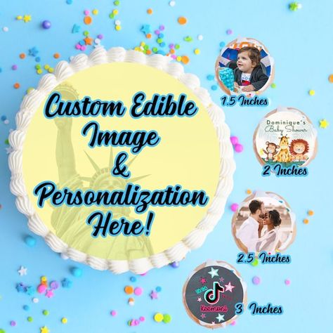 Custom Personalized Edible TOPPERS Custom Cake Topper - Etsy Sugar Sheets, Drink Topper, Custom Cupcake Toppers, Photo Cake Topper, Cookie Images, Edible Toppers, Edible Cupcake Toppers, Edible Image Cake, Custom Cookie