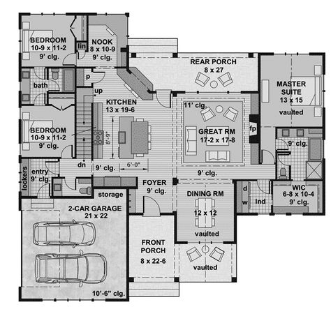 First Floor from houseplansandmore.com One Story House, House Plan Modern, Bedroom Seating Area, Ranch Homes, House Plans One Story, House Plans And More, Country Style House Plans, Craftsman House Plan, One Story Homes