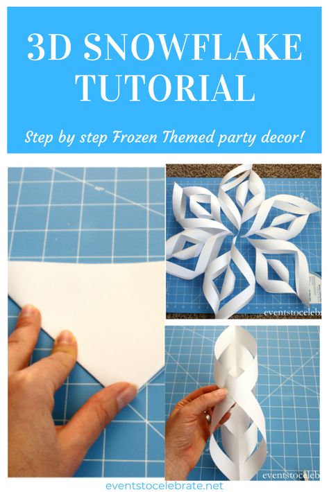 Room Decorations For Birthday, Diy Decorations Party, Schnee Party, Frozen 3rd Birthday, Frozen Themed Party, Snowflake Tutorial, Frozen Diy, Frozen Birthday Party Decorations, 3d Paper Snowflakes