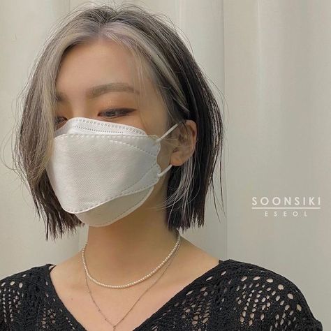 Skunk Bob Hair, Short Straight Haircuts With Layers, Peekaboo Hair Color With Undercut, Japanese Haircut, Korean Hair Color, Korean Short Hair, Hair Color Streaks, Asian Short Hair, Hair Streaks