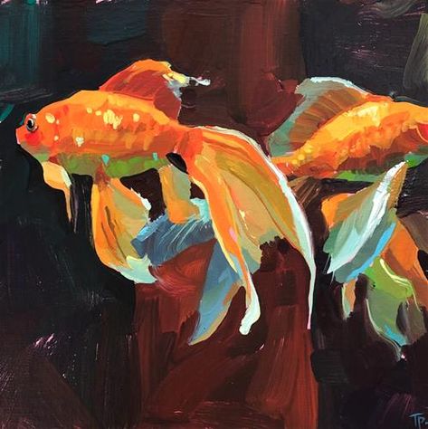 House Paint, Paint On Canvas, Daily Paintworks, Goldfish, Original Fine Art, Oil Painting, Drama, Fine Art, Paint