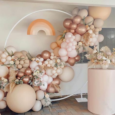 Pink Balloon Garland, Rainbow Balloon Arch, Blush Balloons, Balloons Arch, Blowing Up Balloons, Balloon Garland Diy, Orange Balloons, Balloon Chain, Pastel Balloons