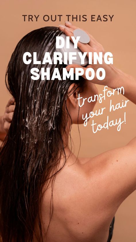 Tired of lifeless locks? Try this DIY clarifying shampoo for shiny, healthy hair! Easy, natural, and perfect for ditching build-up! #NaturalHairCare #DIYShampoo 🌱💧 Clarify Hair Diy, Natural Clarifying Shampoo Diy, Good Clarifying Shampoo, Diy Non Toxic Shampoo, Making Your Own Shampoo, Diy Shampoo For Oily Hair, Diy Natural Shampoo Recipes, Home Made Conditioner For Hair, Diy Hair Wash