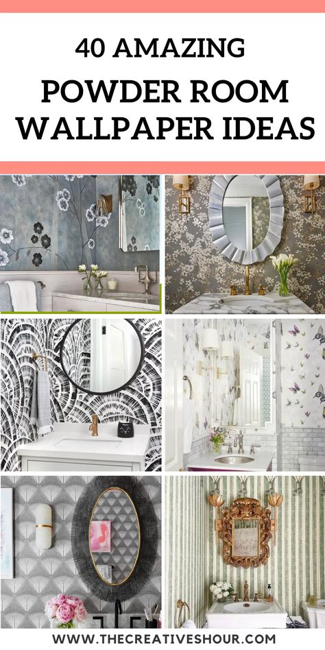 40 Best Powder Room Wallpaper Ideas For A Dreamy Oasis Powder Rooms With Wallpaper, Half Bath Wallpaper Accent Wall, Bathroom Ideas With Wallpaper, Half Bath Wallpaper Ideas, Powder Room Wallpaper Accent Wall, Wallpaper For Small Bathroom, Shiplap Bathrooms, Powder Room Ideas Wallpaper, Bathrooms With Wallpaper