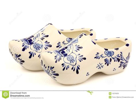 Dutch Clothing, Dutch Wooden Shoes, Dutch Clogs, Ceramic Shoes, Icon Images, Dutch Ceramic, Blue Tattoo, Dutch Girl, Brown Ceramic