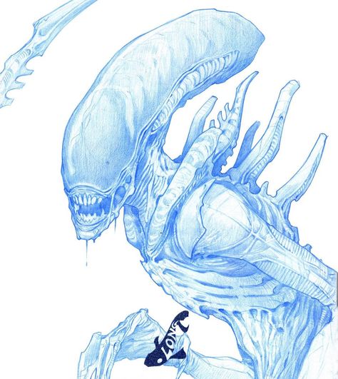 Xenomorph Drawing, How To Draw Xenomorph, Xenomorph Sketch, Alien Xenomorph Drawing, Xenomorph Anatomy, Yakuza Style Tattoo, Monster Sketch, Giger Alien, Alien Drawings