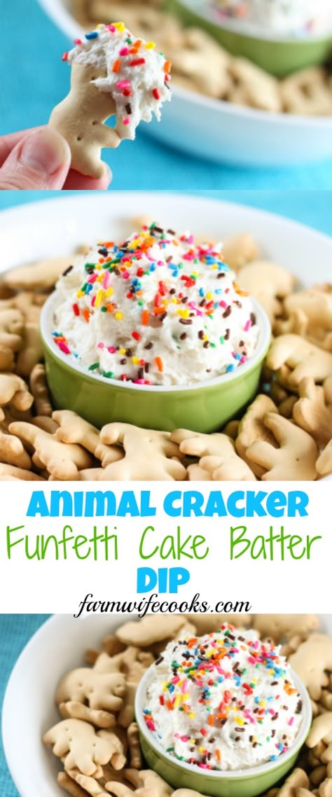 Animal Cracker Dip, Funfetti Cake Batter Dip, Dorm Snacks, Cake Batter Dip, Cracker Dip, Animal Cracker, Baby Shower Snacks, Healthy Afternoon Snacks, Birthday Snacks