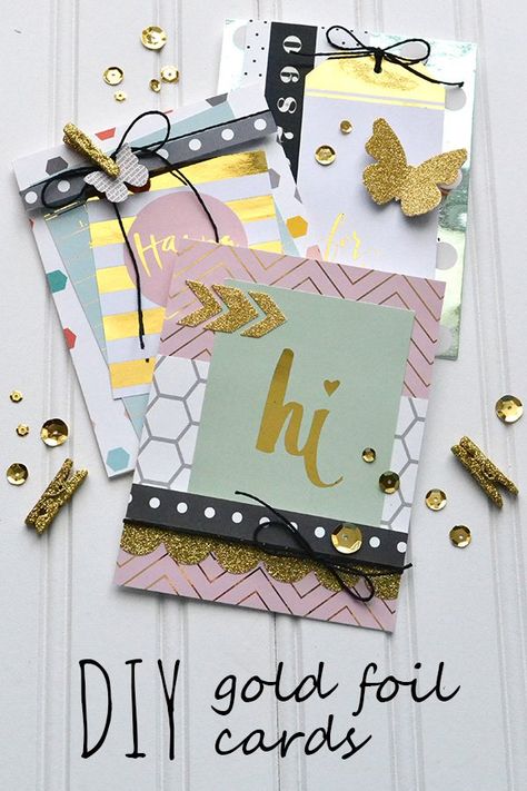 DIY Gold Foil Cards: Heidi Swapp Minc Gold Foil Diy, Diy Journaling, Minc Foil, Gold Foil Cards, Deco Foil, Project Life Cards, Diy Gold, Journaling Cards, Heidi Swapp