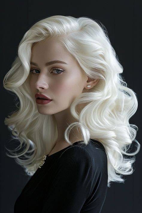 Platinum Blonde Hair Color, Long White Hair, White Blonde Hair, Blonde Curls, Mob Wife, Nails Makeup, White Blonde, Platinum Blonde Hair, Hair Nails